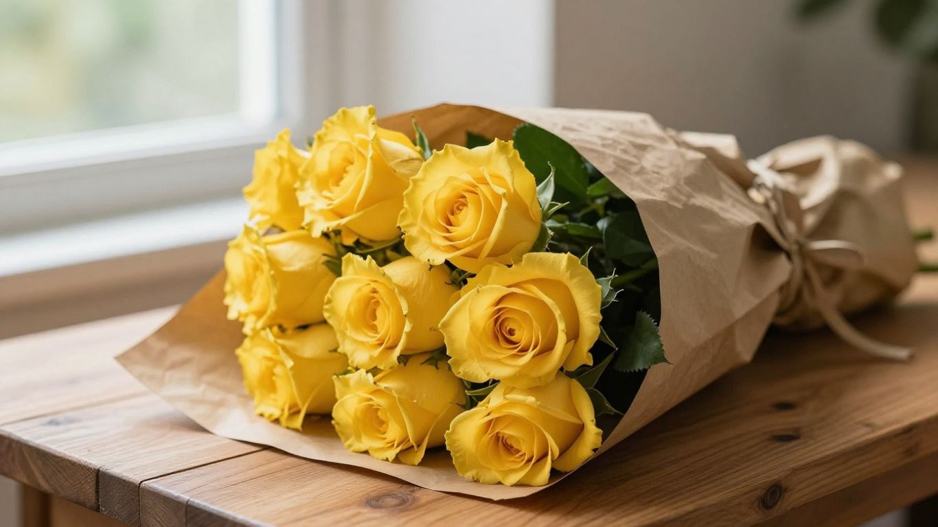 A vibrant bouquet of yellow roses