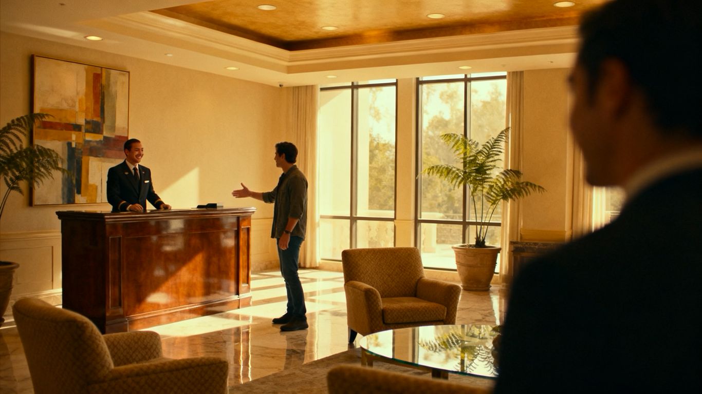 酒店前台迎接客人