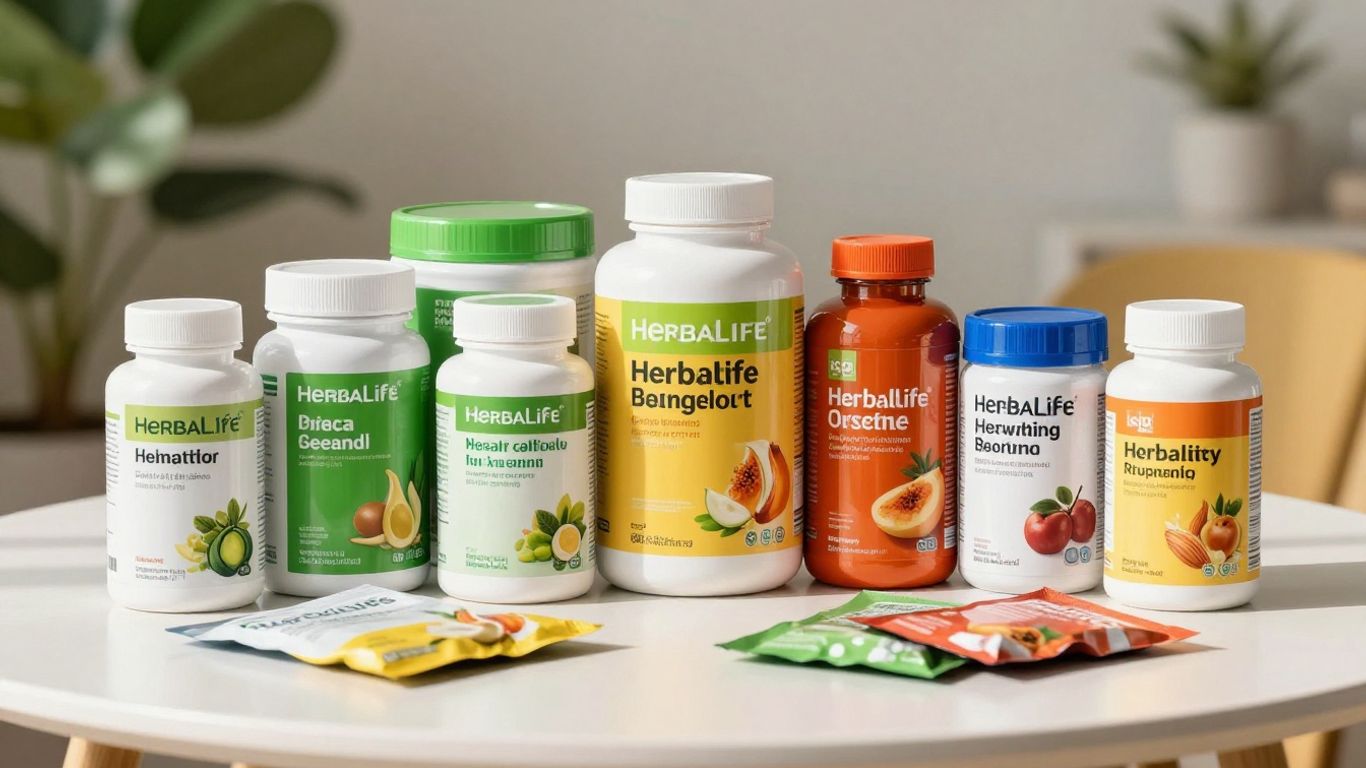 Herbalife nutrition products displayed attractively.