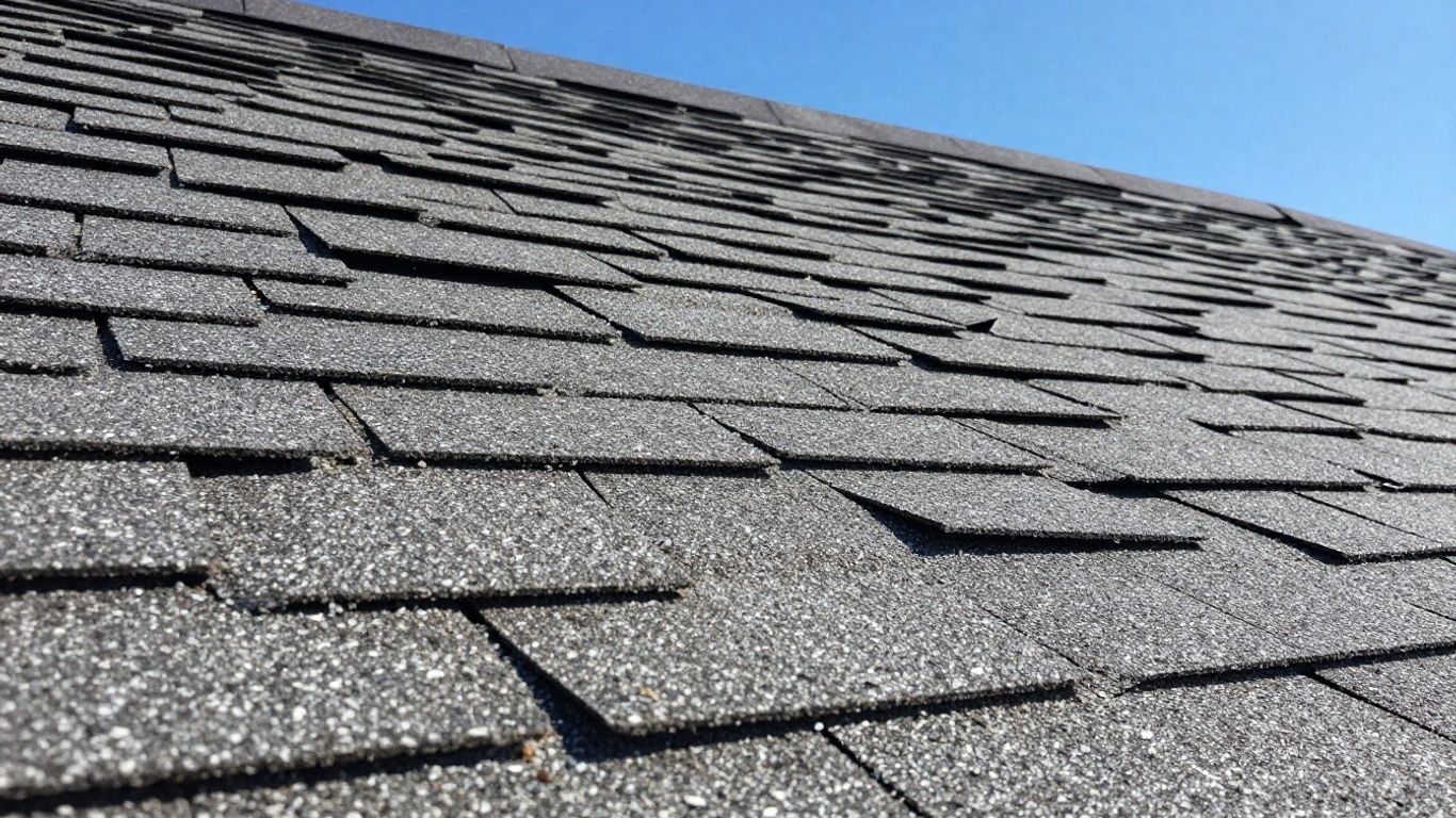 Damaged shingle roof needing repair