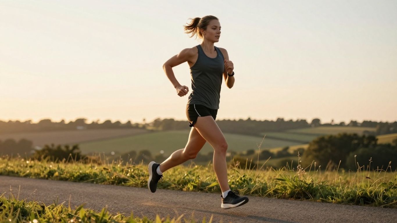 Runner stretching after a run at sunset.