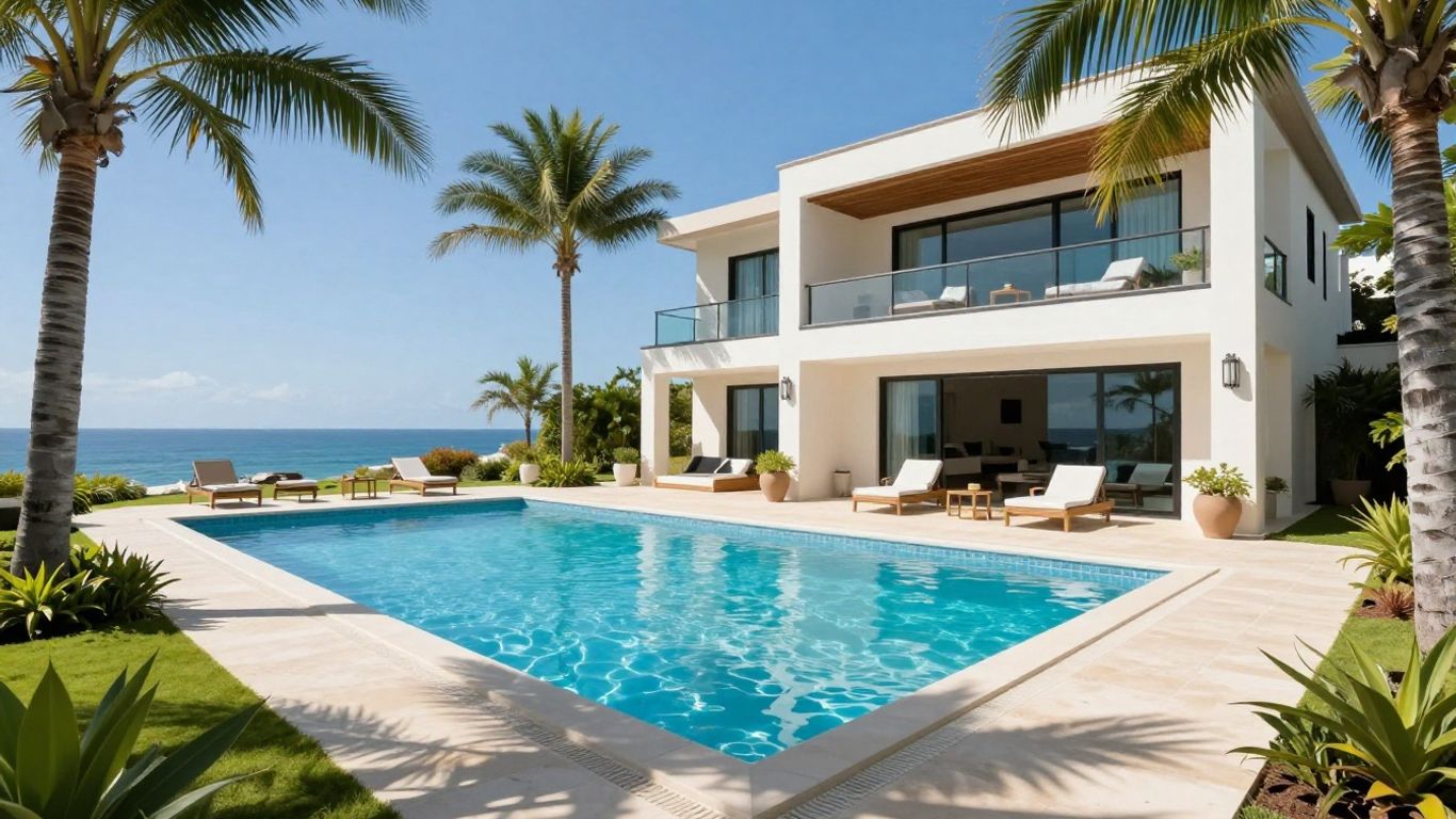 Luxury Gold Coast holiday house with pool and ocean view.