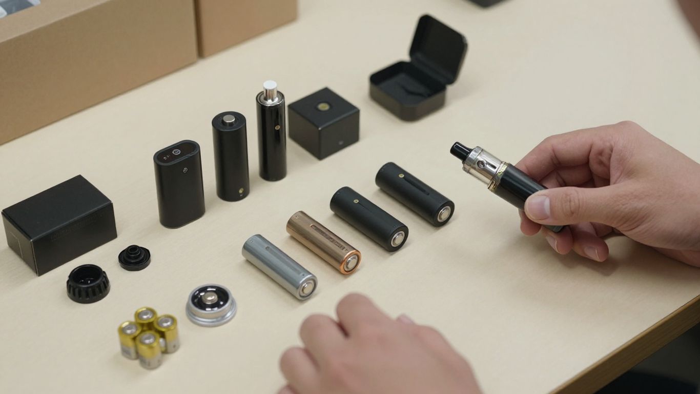 Vape devices and batteries arranged for careful freight packing