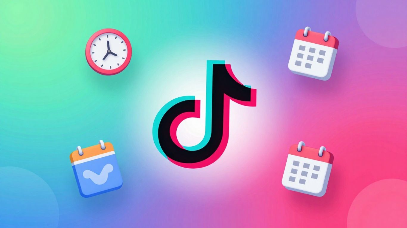 Logo TikTok avec horloge et calendrier.