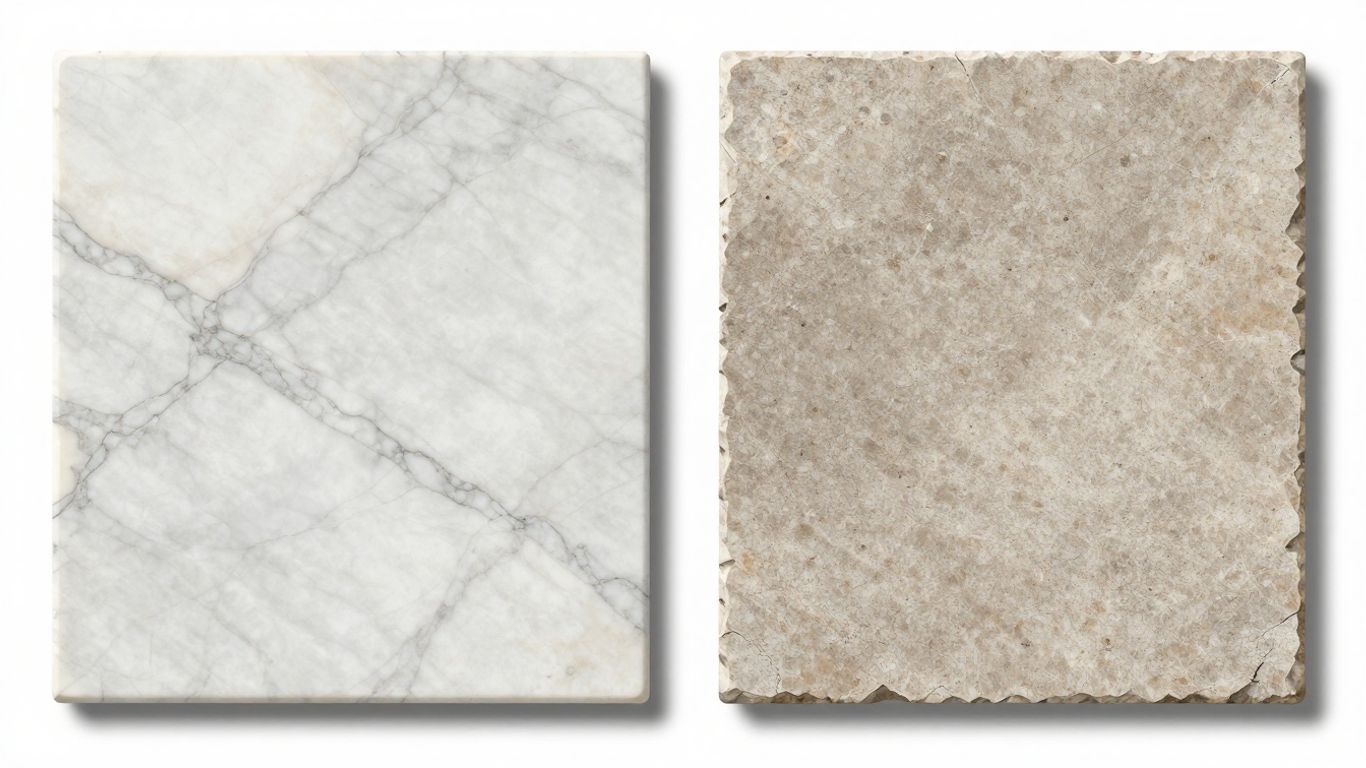 Marble and limestone tiles comparison sketch