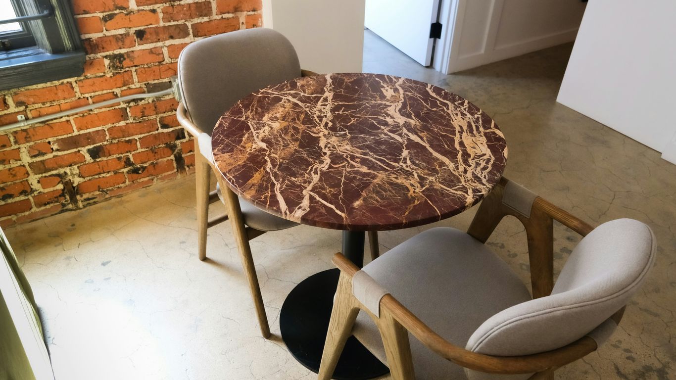 Marble dining table prepared for delivery