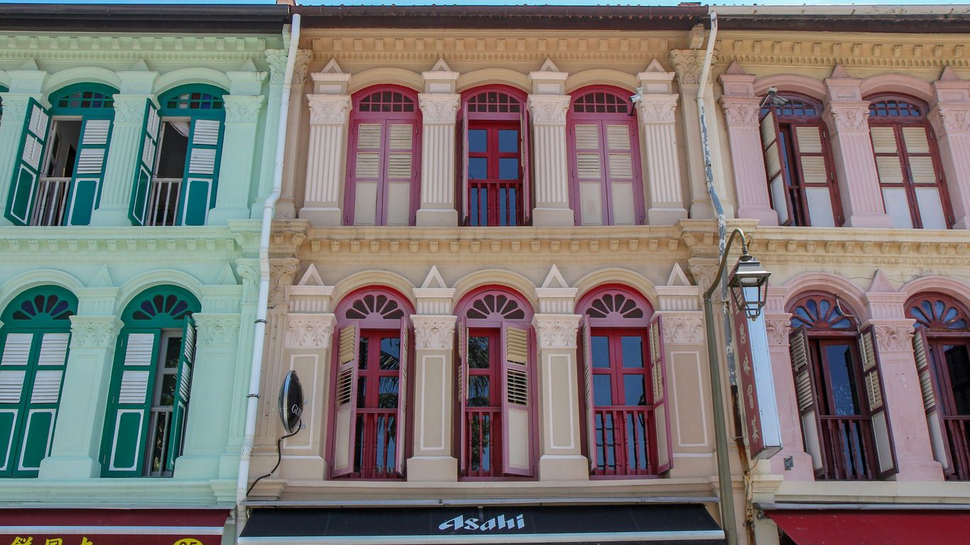 Historic shophouse architecture in the Kampong Glam neighborhood