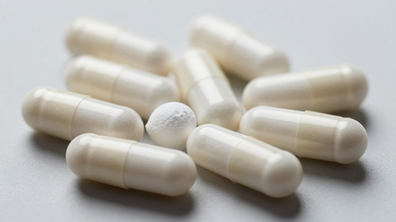 TB500 capsules scattered on a surface.