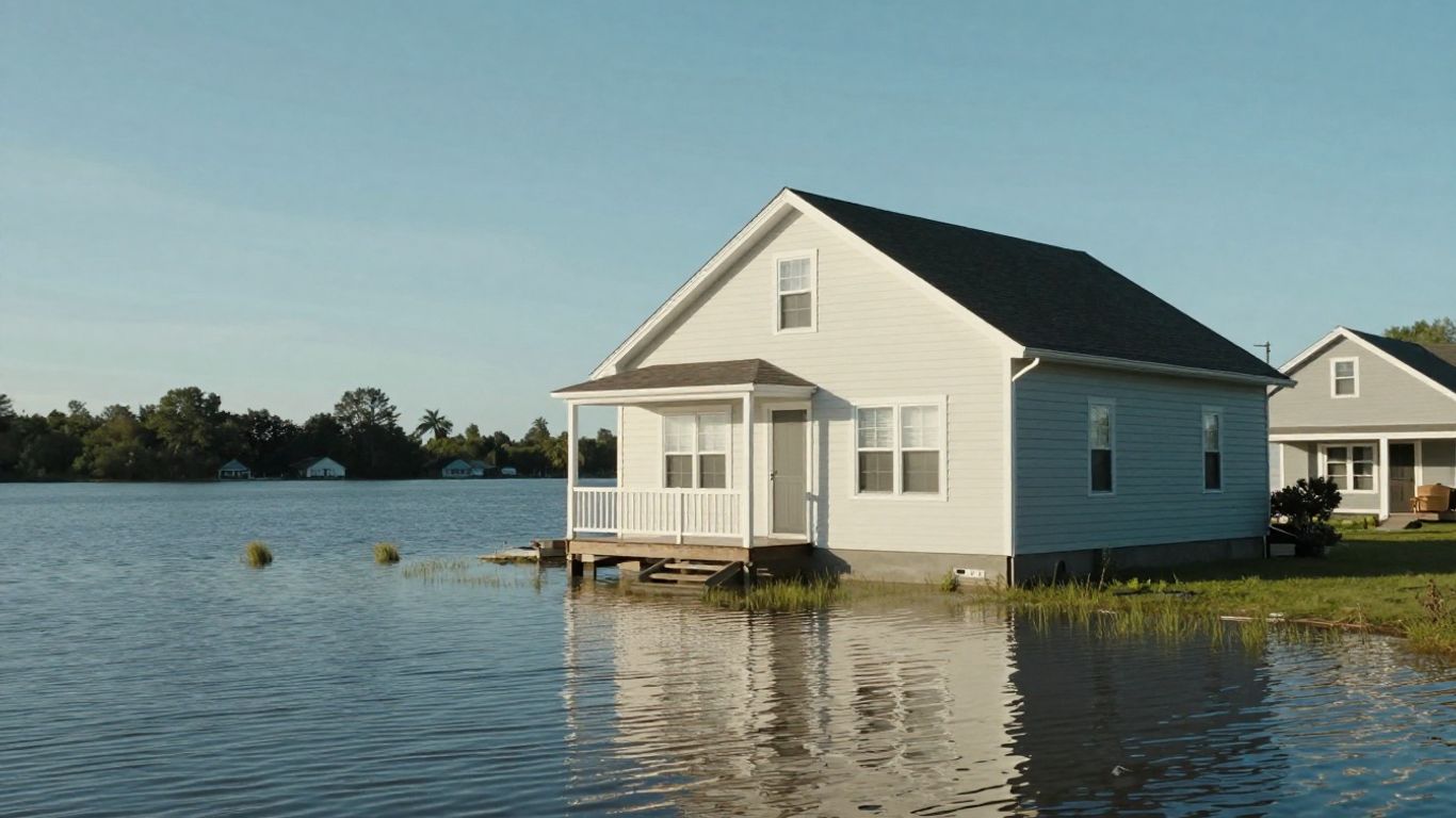 House near water, potential flood zone check.
