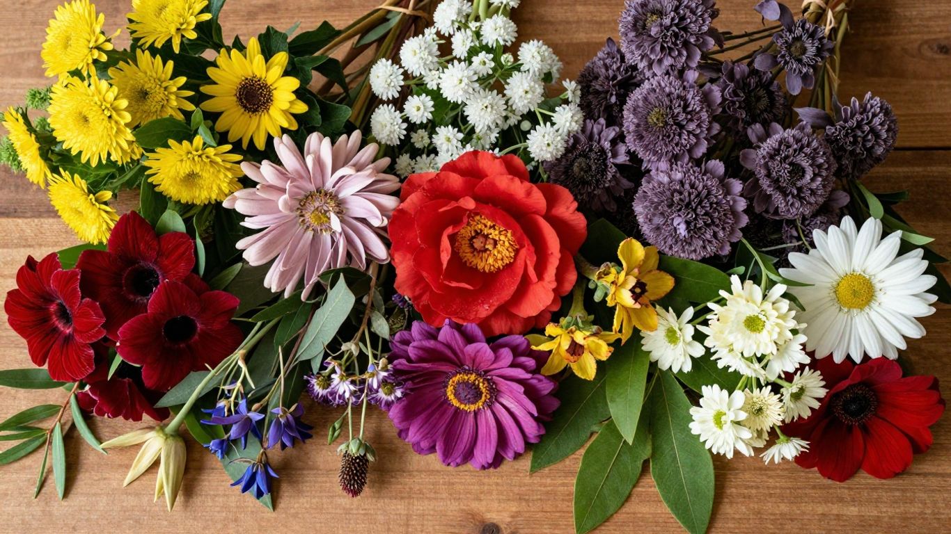 Vibrant seasonal blooms ready for assembly