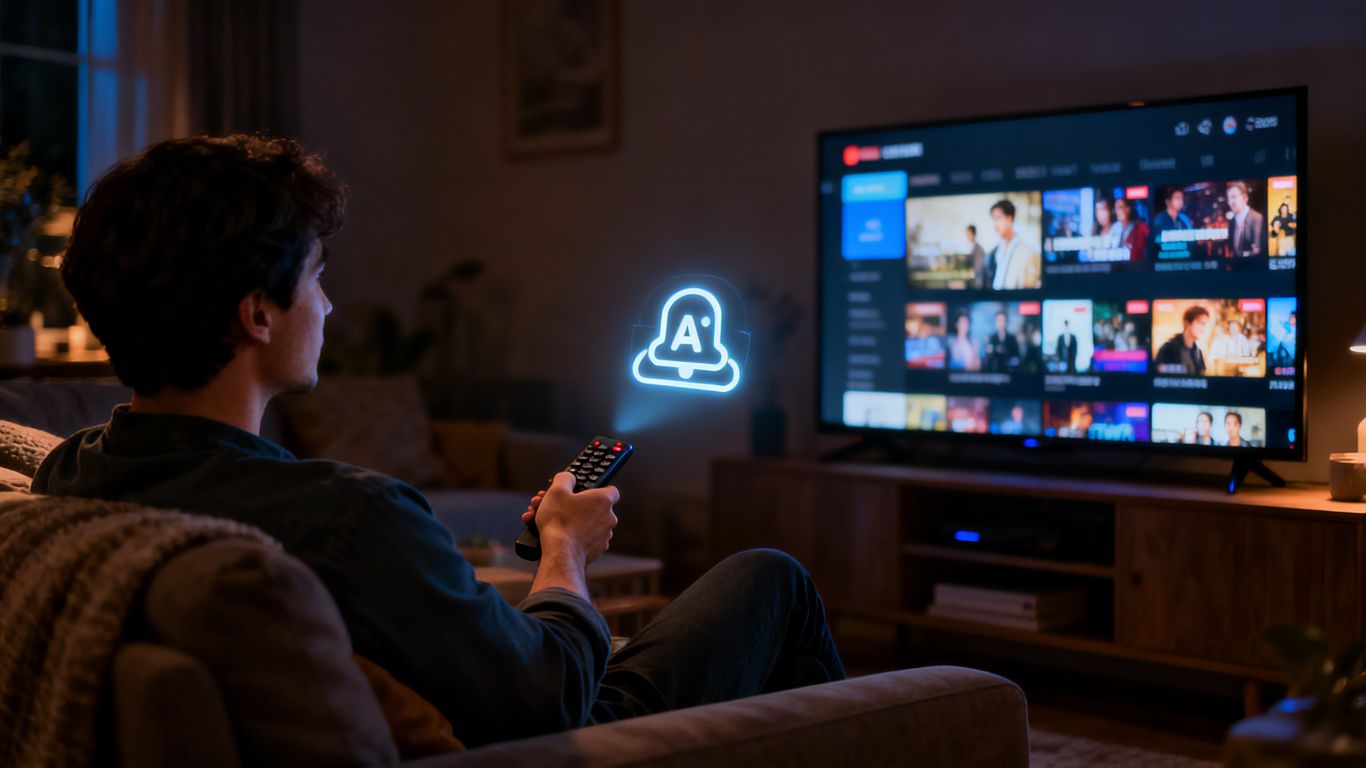 Person using AI for streaming assistance on TV.