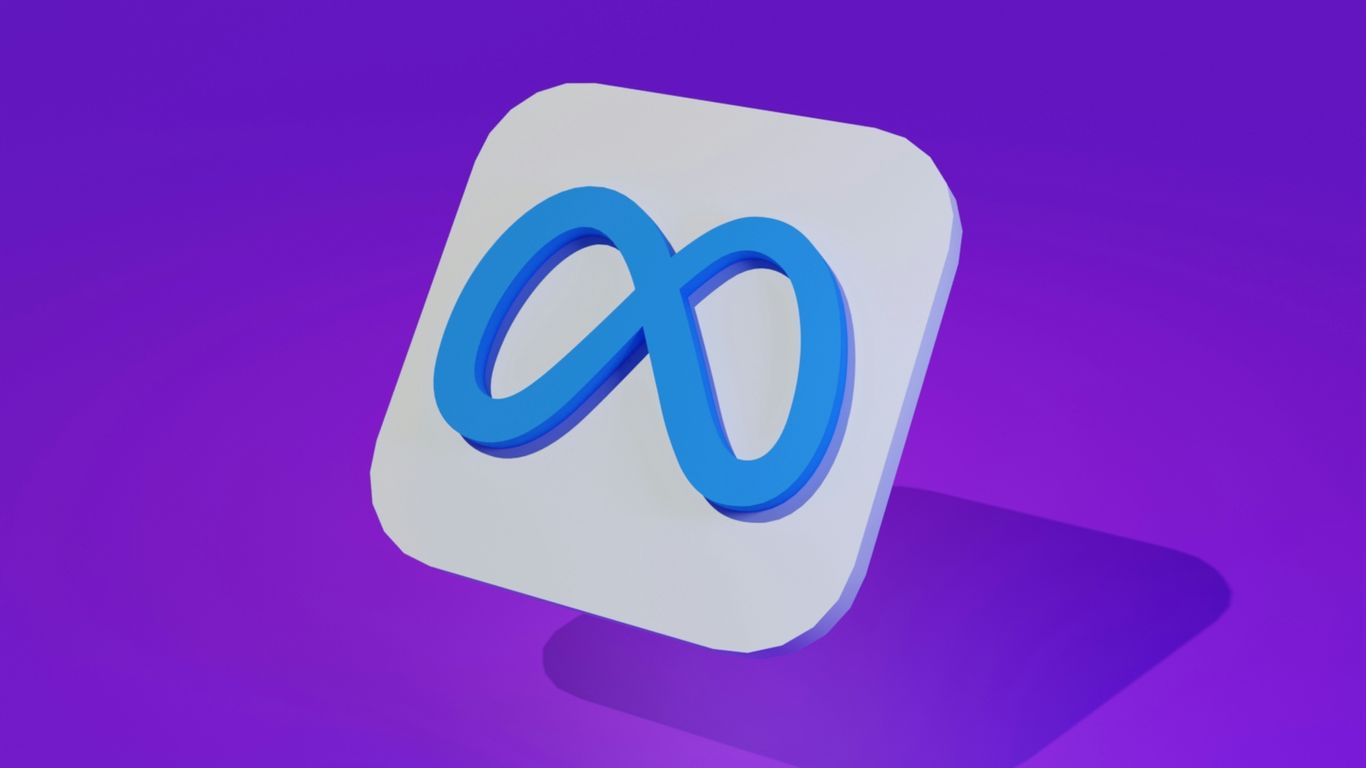 a white and blue square with a blue logo on it