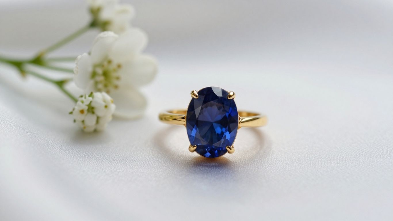 Sapphire ring with sculpted gold setting