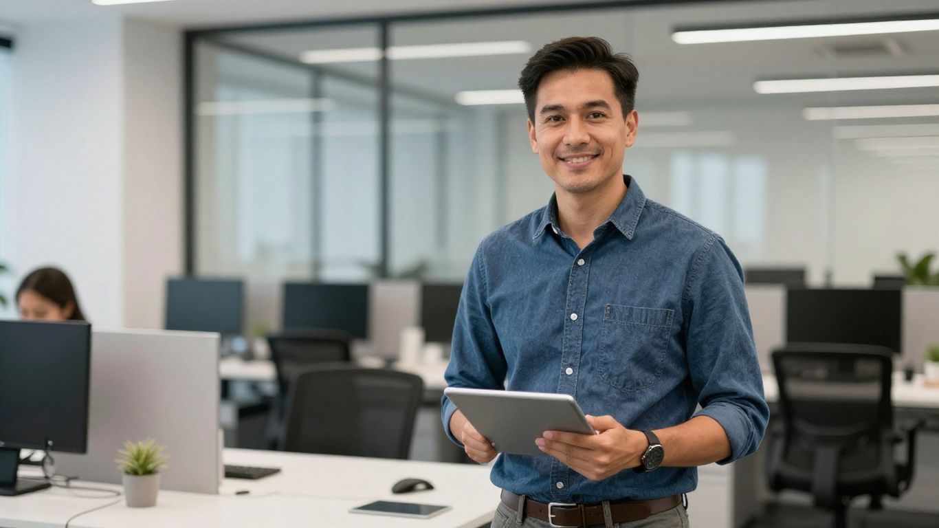 Professional IT specialist working with local business team