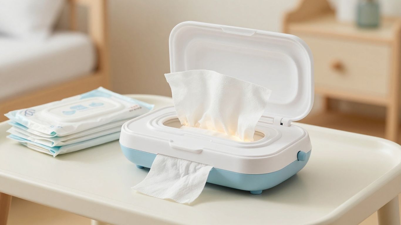 Baby wipe warmer on a changing table.