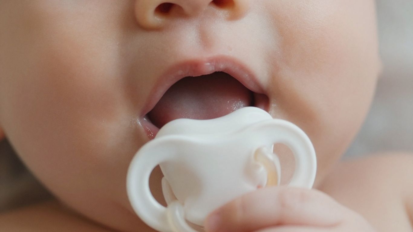 Bebé succionando chupete de látex Suavinex.