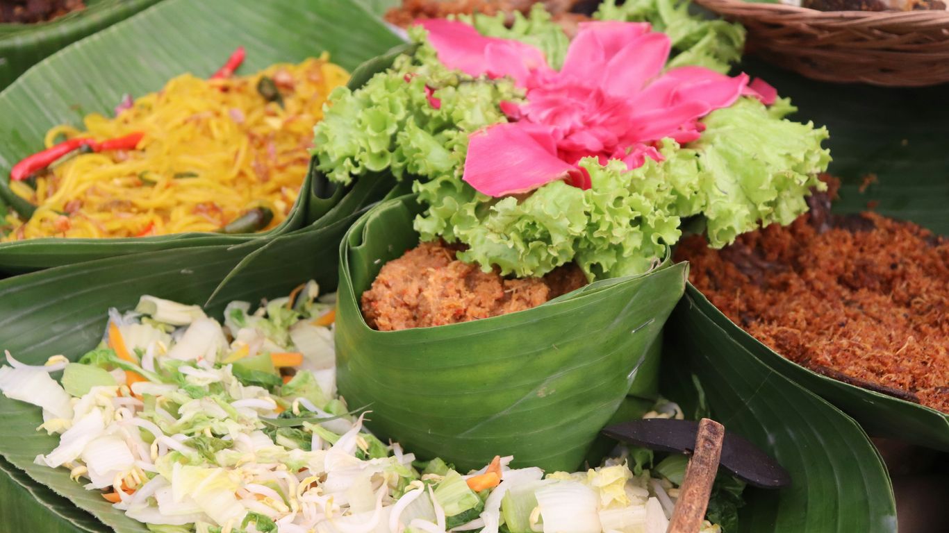 Traditional meal served on a wooden table