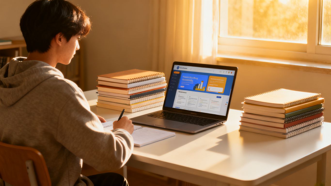 Person studying effectively with USchool's lifetime access.