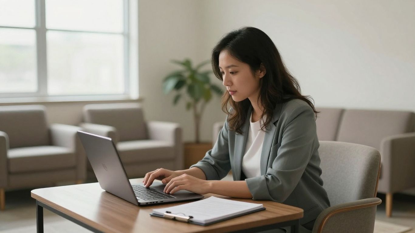 Plano-area therapist reviewing billing workflow