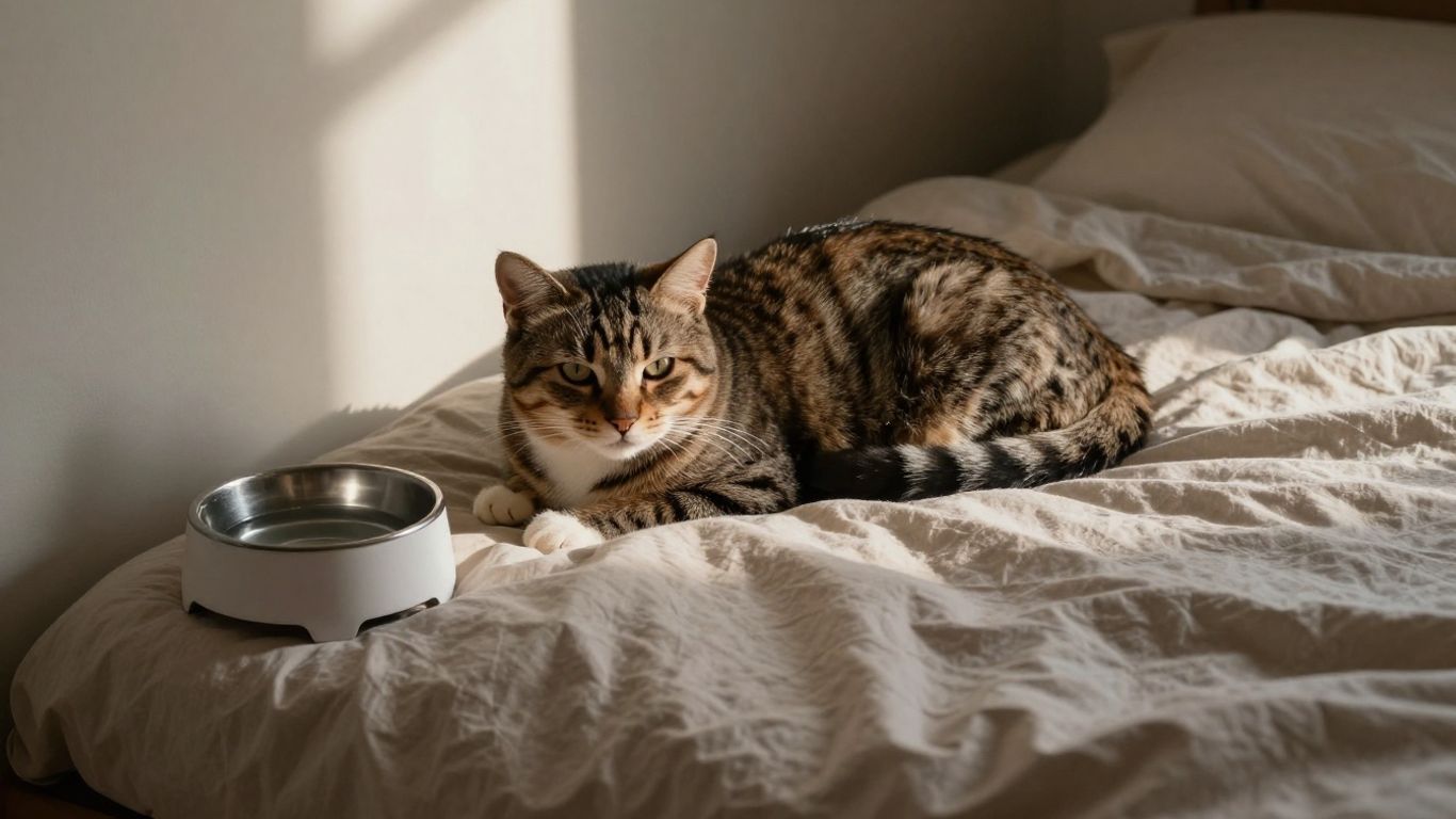 Calm cat resting in a quiet safe space