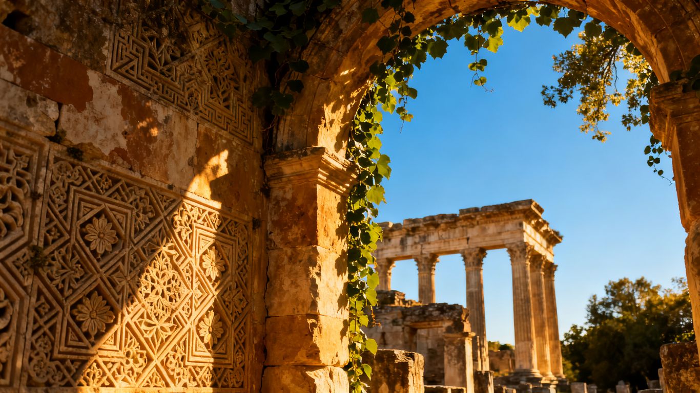 Ancient stone architecture of a UNESCO World Heritage Site.