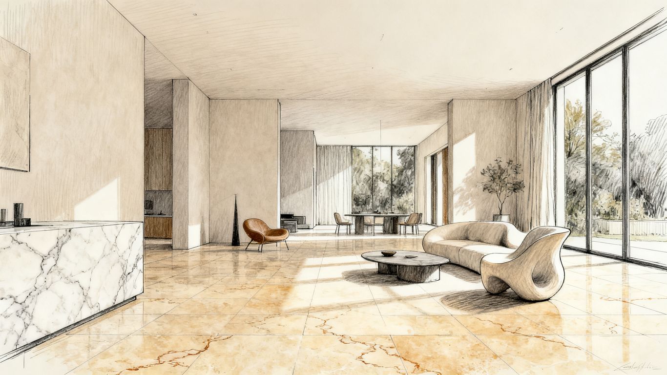 Marble and travertine flooring in an elegant interior
