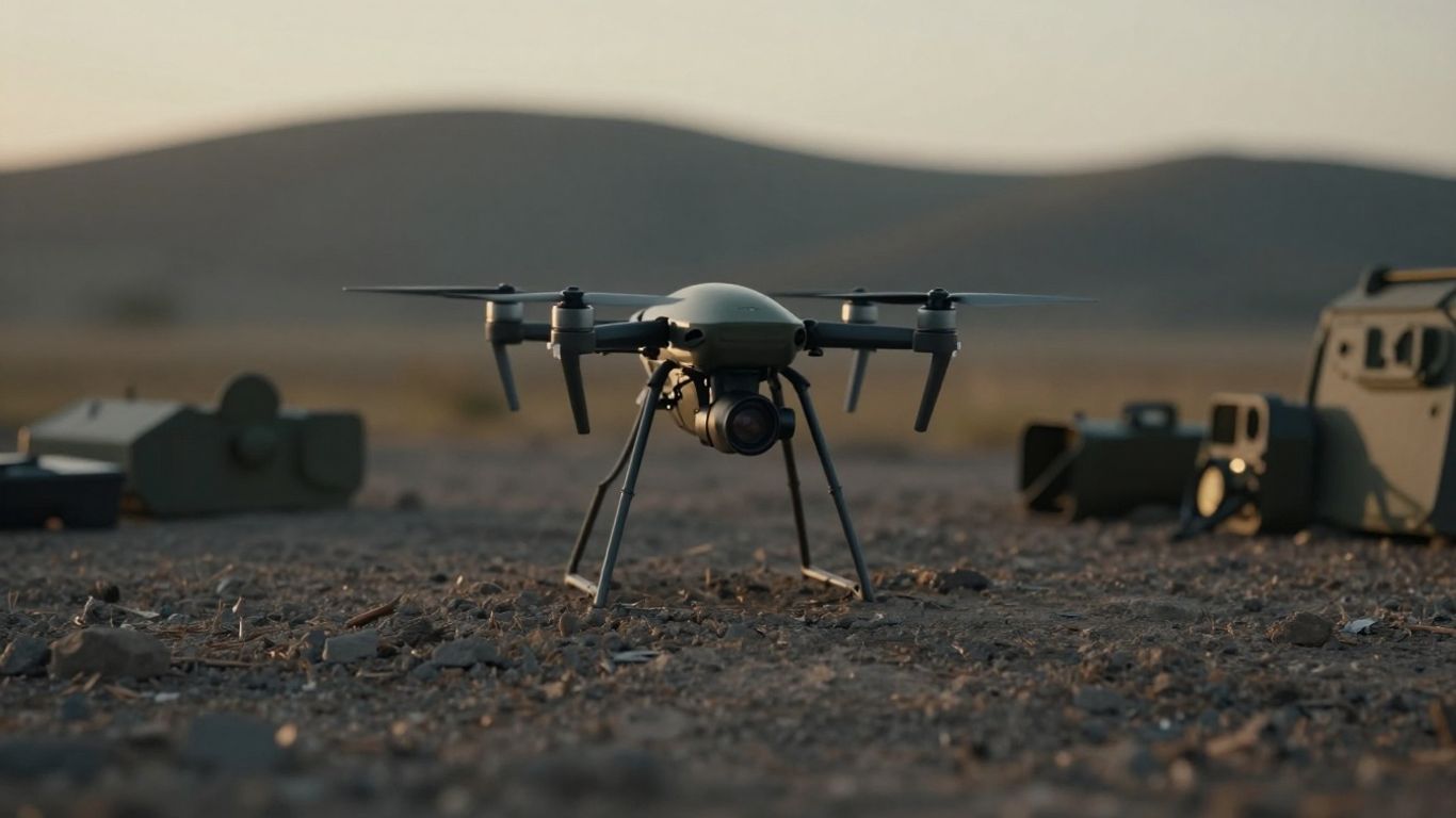 Compact nano drone observing terrain