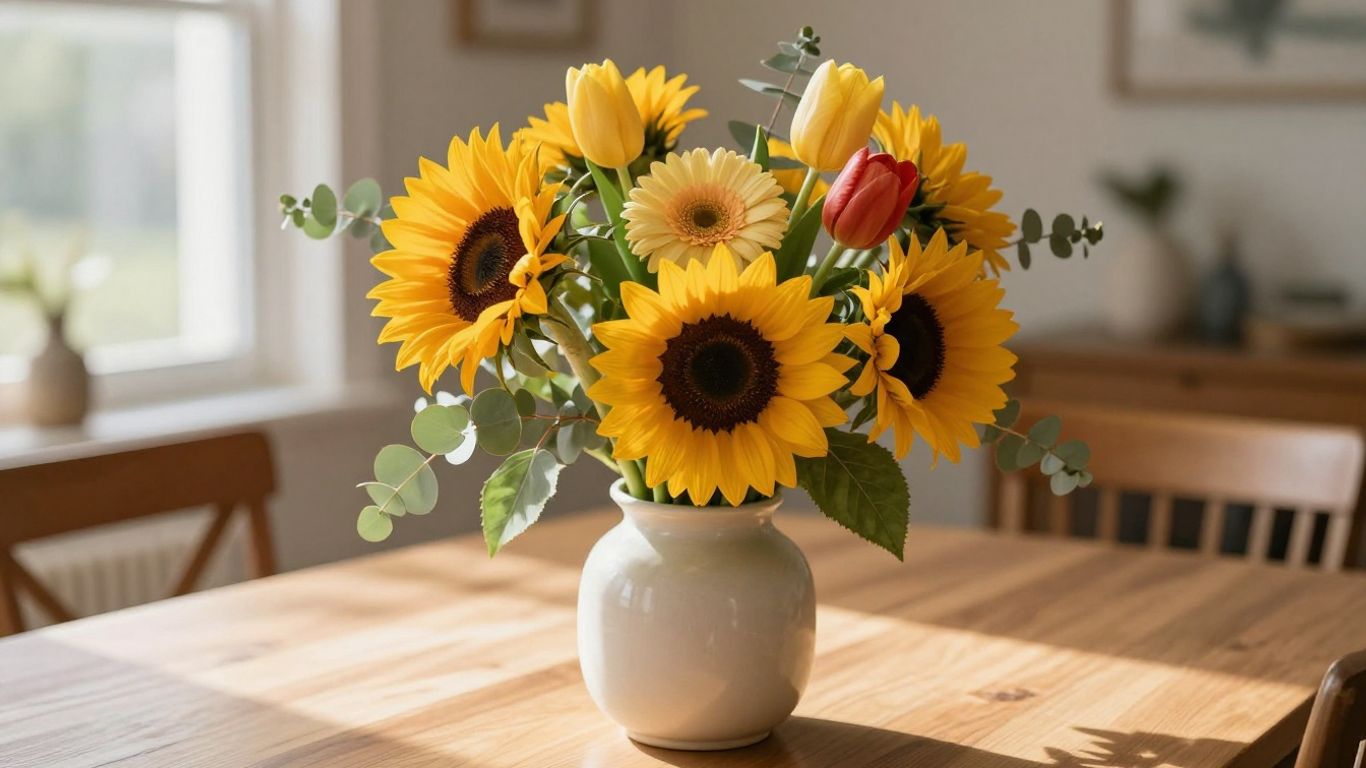 Bright mixed bouquet in Altona home