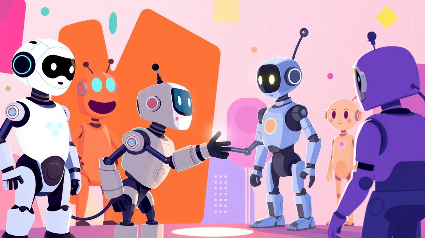 AI characters interacting in a digital world.