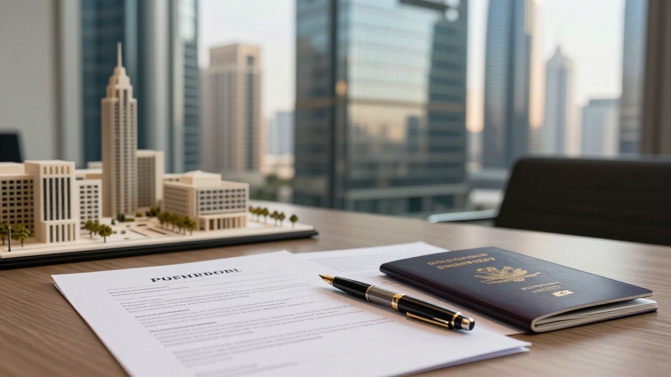 Documents de société sur bureau moderne à Dubai