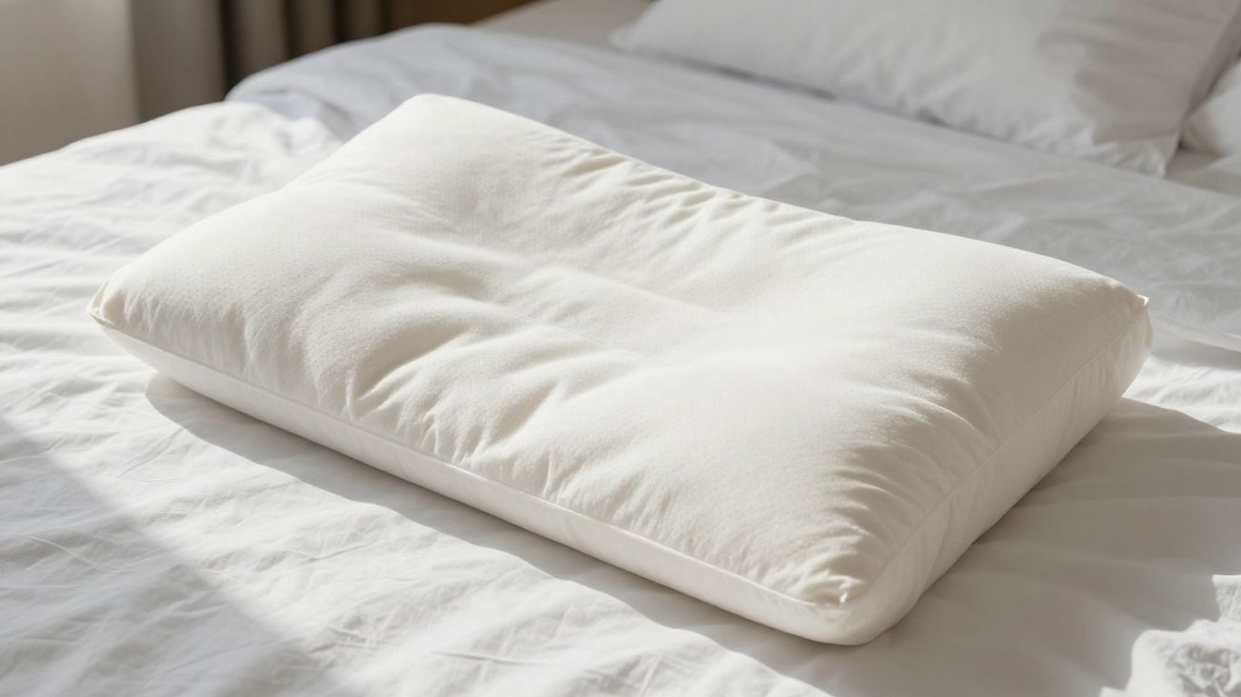 Tempur-Pedic memory foam pillow on a bed.