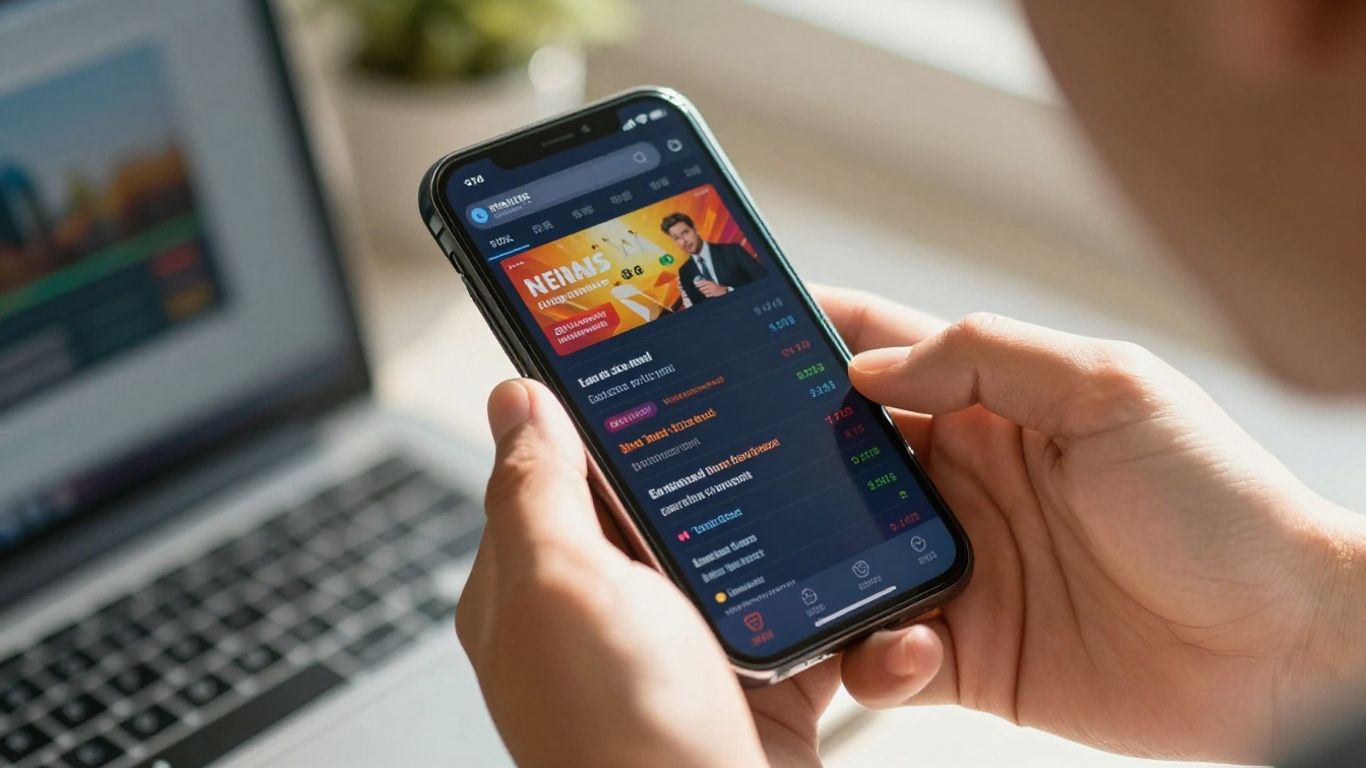 Person reading financial news on a smartphone.