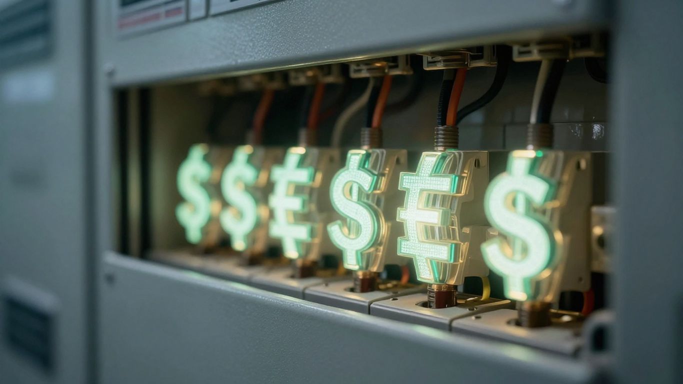 Electrical panel with money symbols