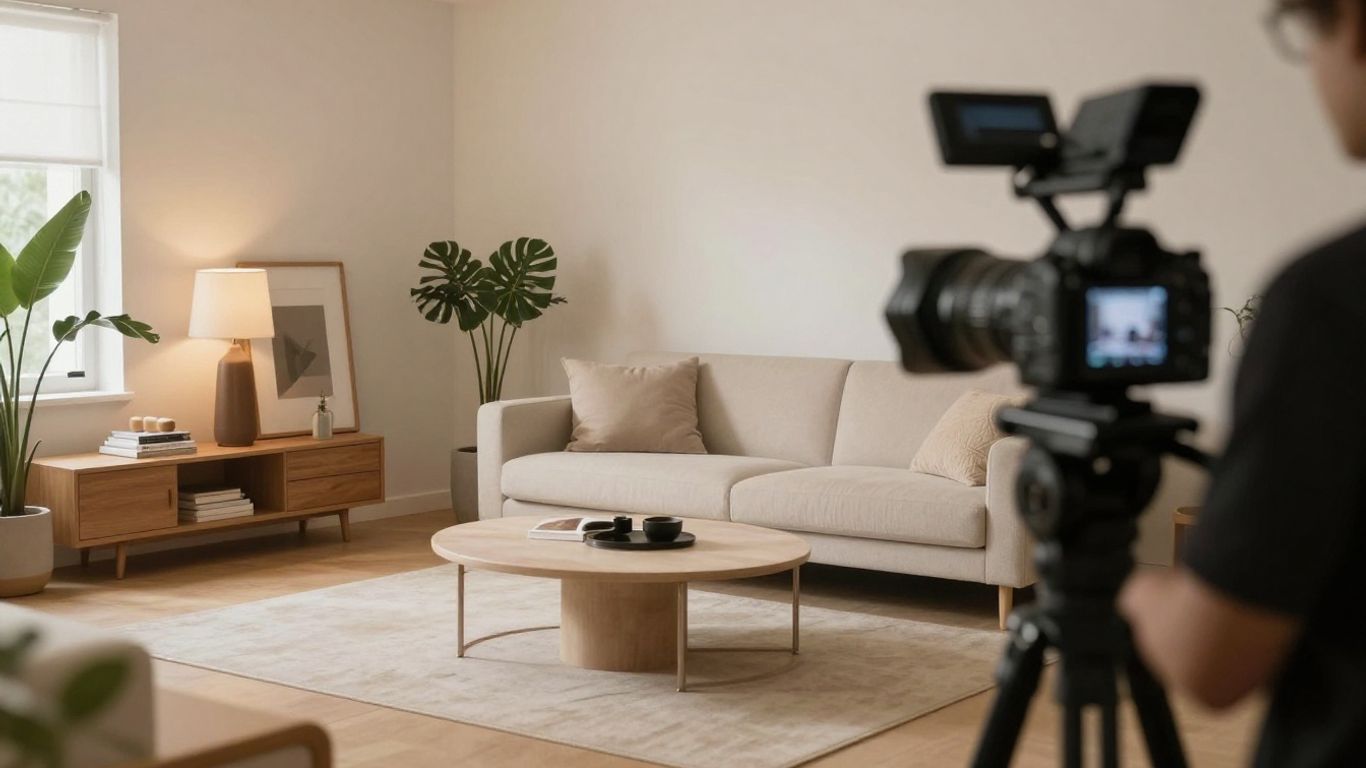 Elegant studio lighting with professional camera setup
