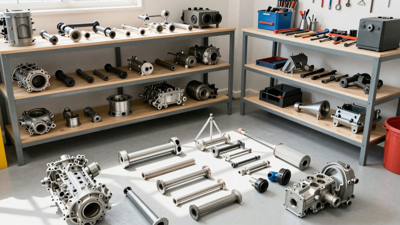 Volkswagen spare parts in a workshop