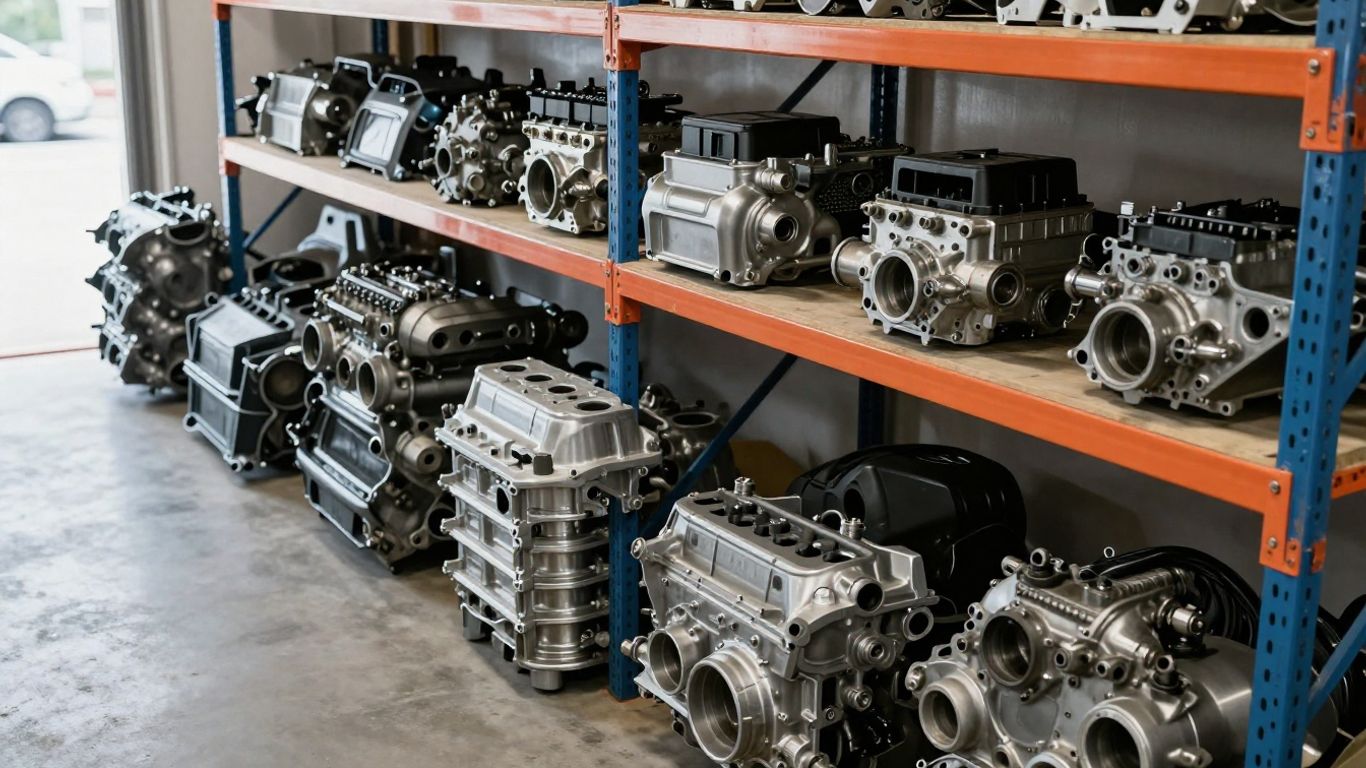 Toyota Corolla parts in a recycling facility.