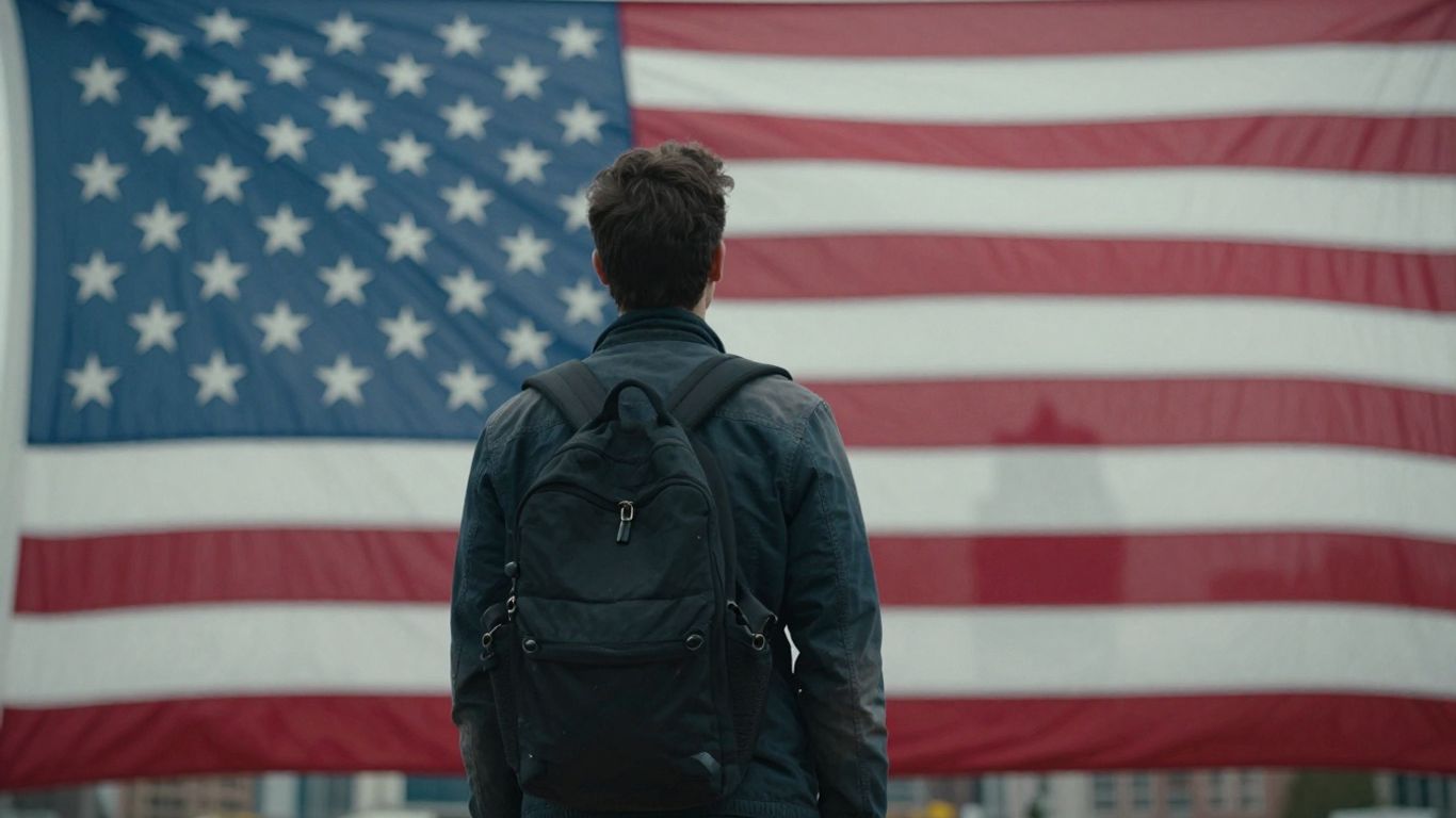 Person at border crossing looking towards the US