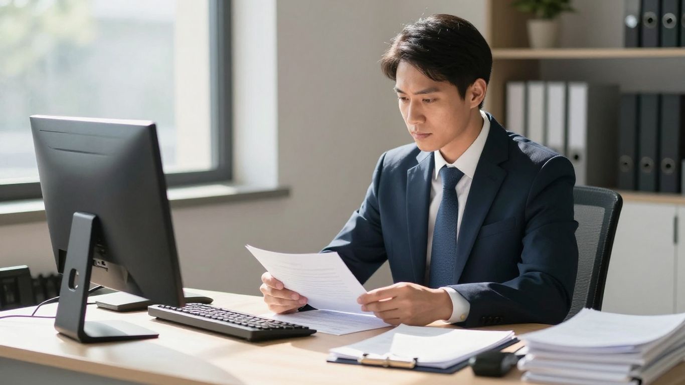 Tax advisor reviewing documents for 2026 filing.