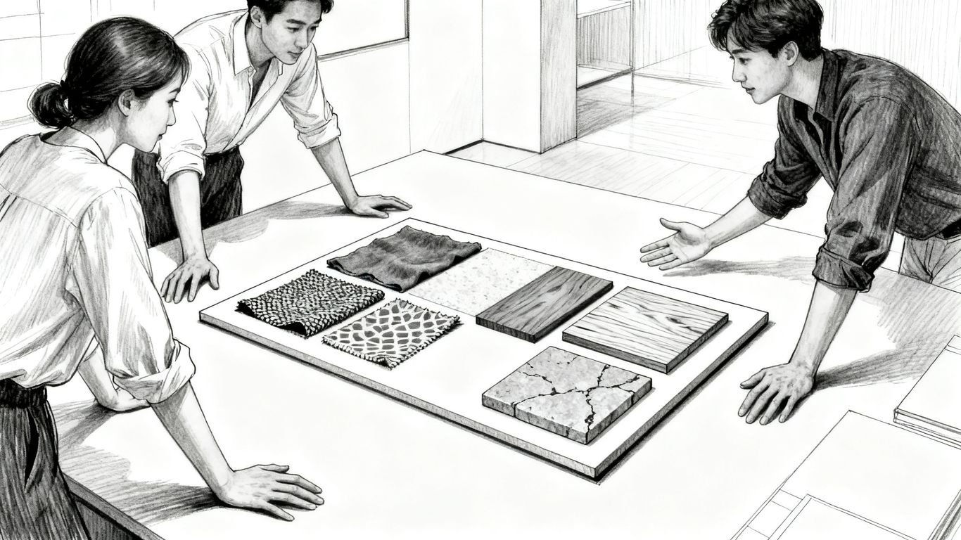 Interior designers selecting stone