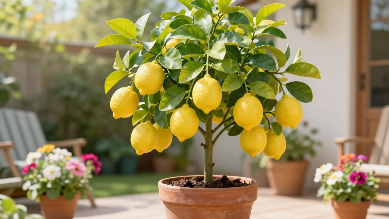 Zitronenbaum wird im Frühling ins Freie gestellt.