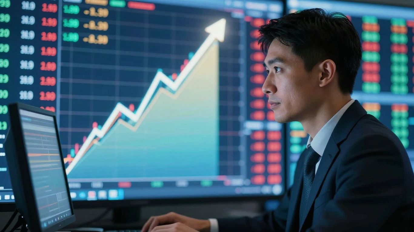 Trading course thumbnail with abstract market visuals