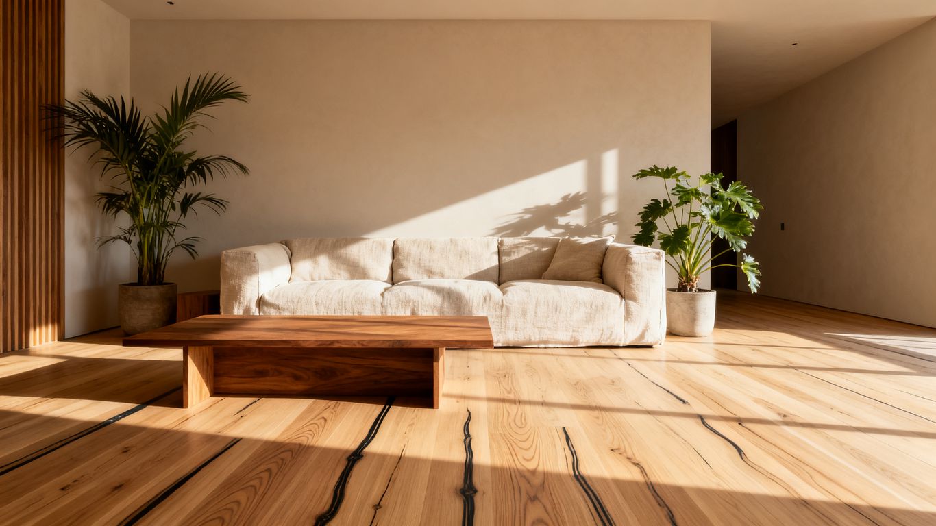 Light blackbutt boards in a bright Australian home