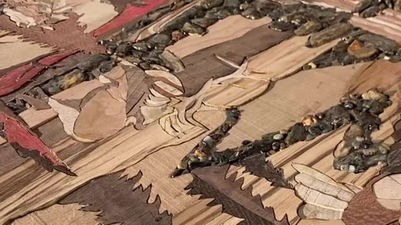 Woodwork project featuring intricate designs and natural materials.