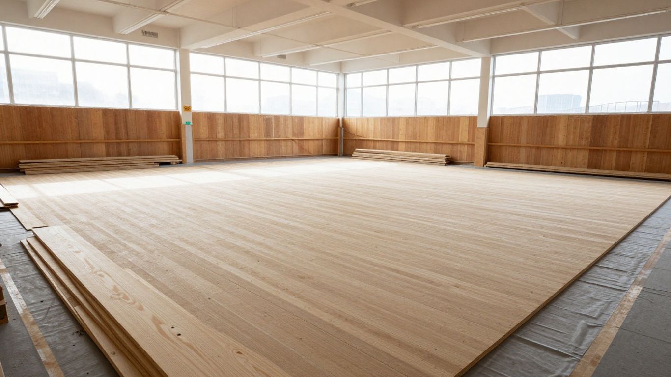 School sports hall prepared for flooring works