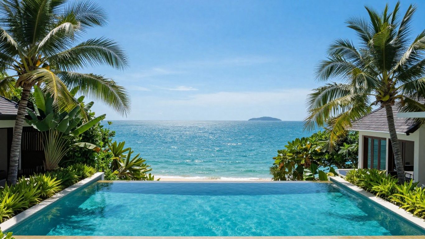 Luxury villa with infinity pool overlooking Phuket's turquoise waters.