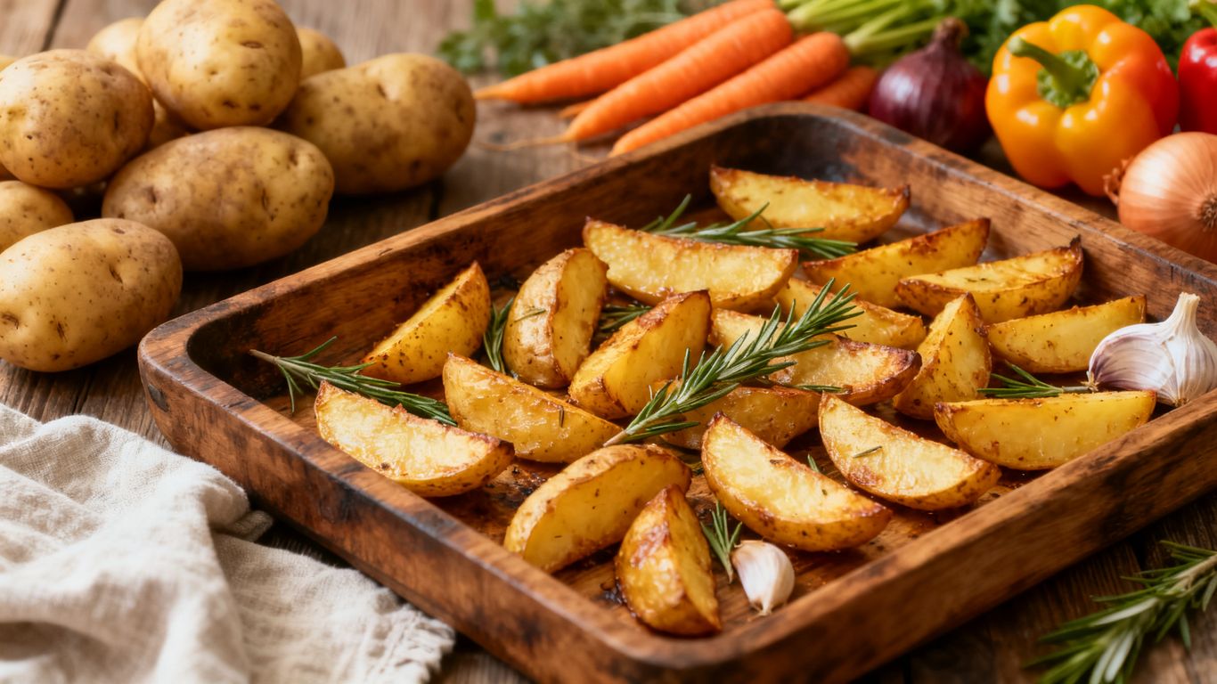 Geroosterde biologische aardappelen met kruiden