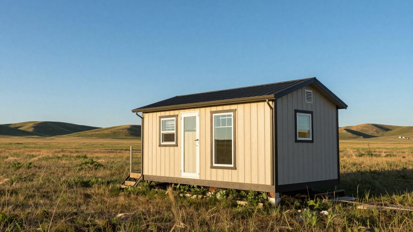 Tiny home in North Dakota landscape