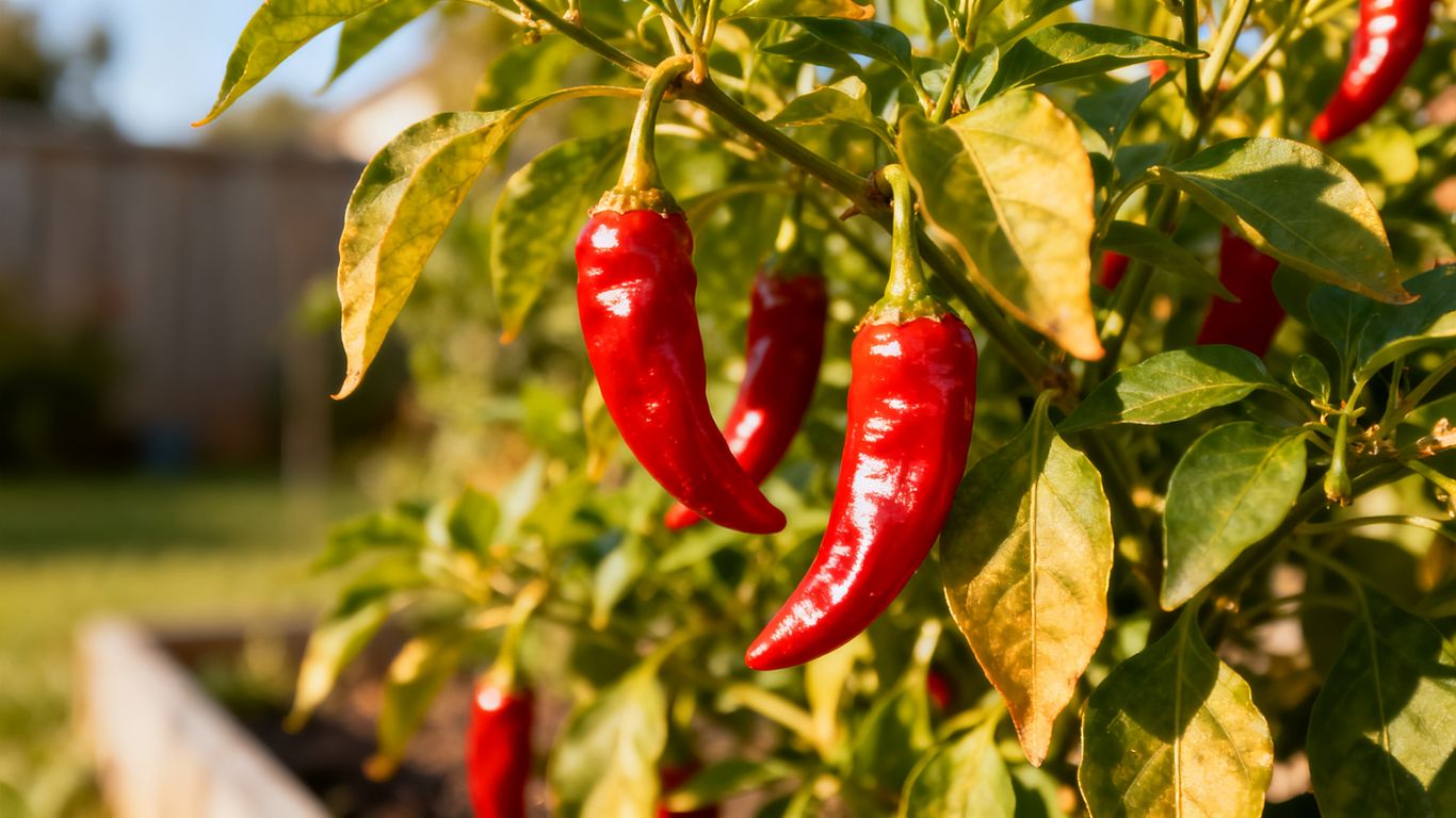 Frische Chilis an der Pflanze