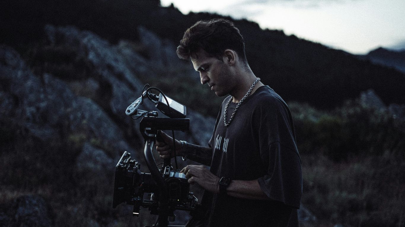 A film crew scouting a scenic urban florida location