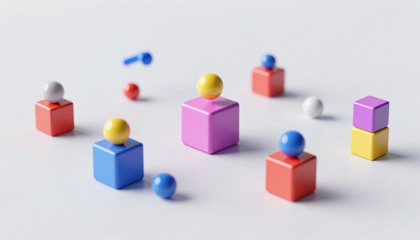 Cenário digital com blocos de construção cúbicos vibrantes representando um mundo aberto criativo